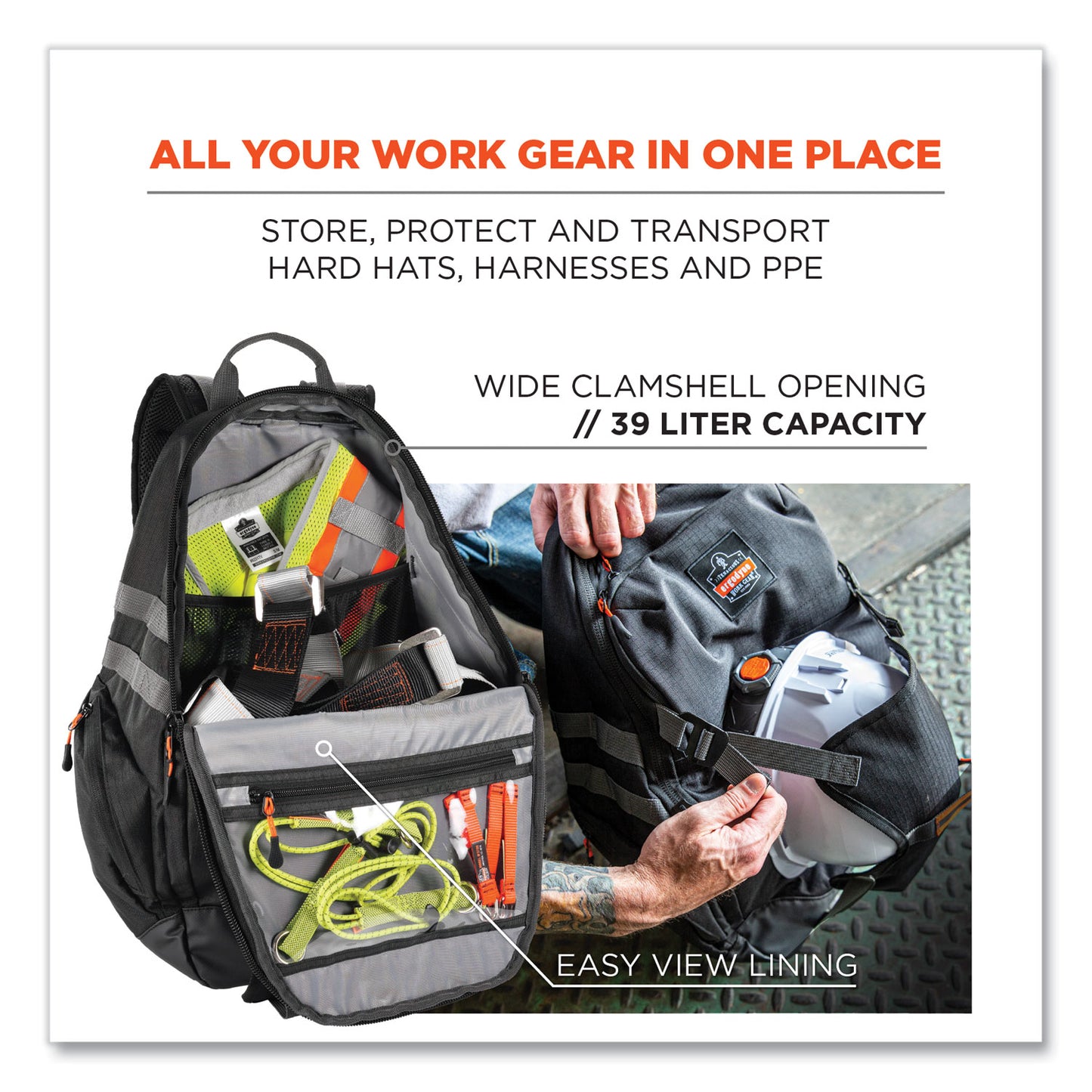 Arsenal 5188 PPE Jobsite Backpack, 7 x 15 x 20, Black