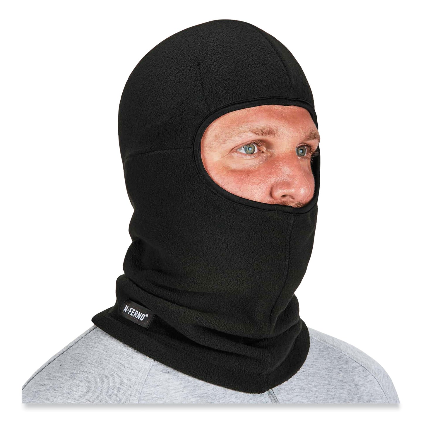 N-Ferno 6893Z Balaclava with Zipper for Bump Cap Insert, Polyester Fleece, One Size Fit Most, Black