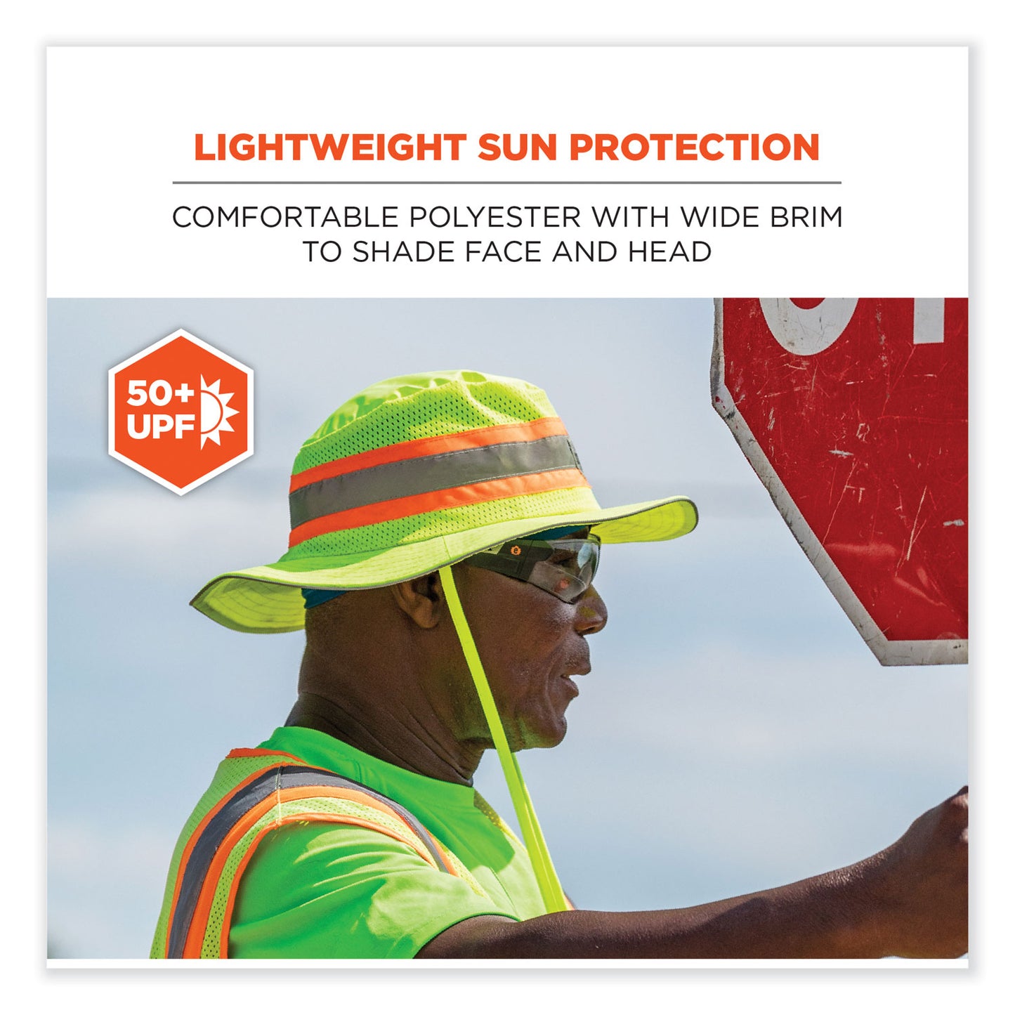 GloWear 8935 Hi-Vis Ranger Sun Hat, Polyester, Large/X-Large, Orange