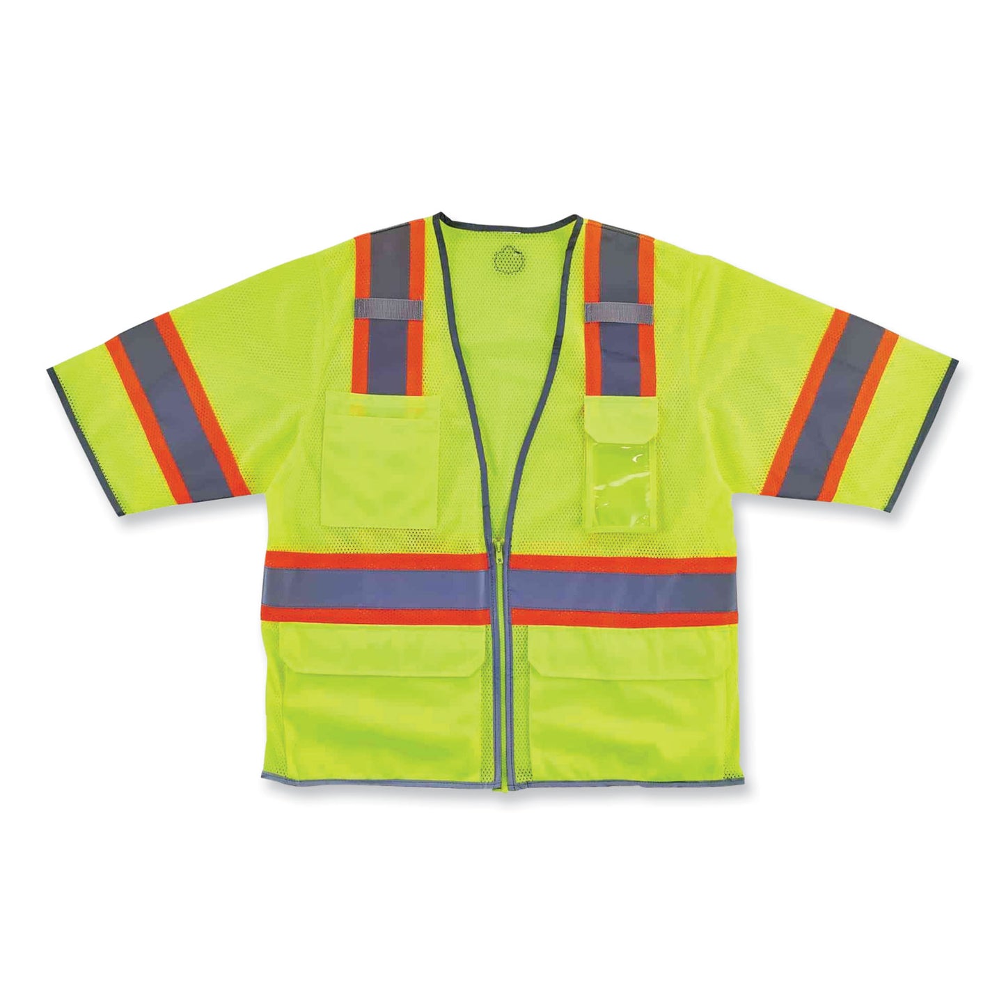 GloWear 8346Z Class 3 Two-Tone Hi-Vis Surveyor Zipper Vest, Polyester, 2X-Large/3X-Large, Lime