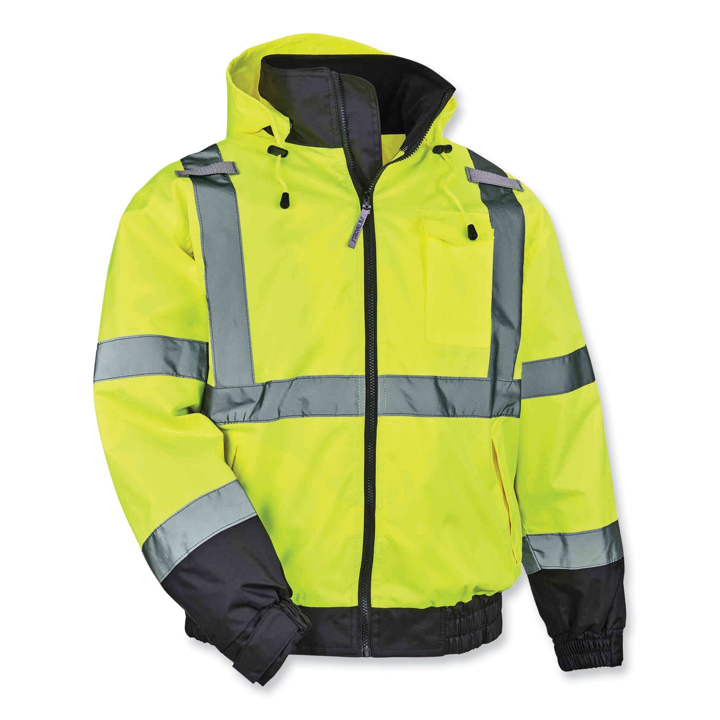 GloWear 8379 Class 3 Hi-Vis Fleece Lined Bomber Jacket, Lime, 5X-Large