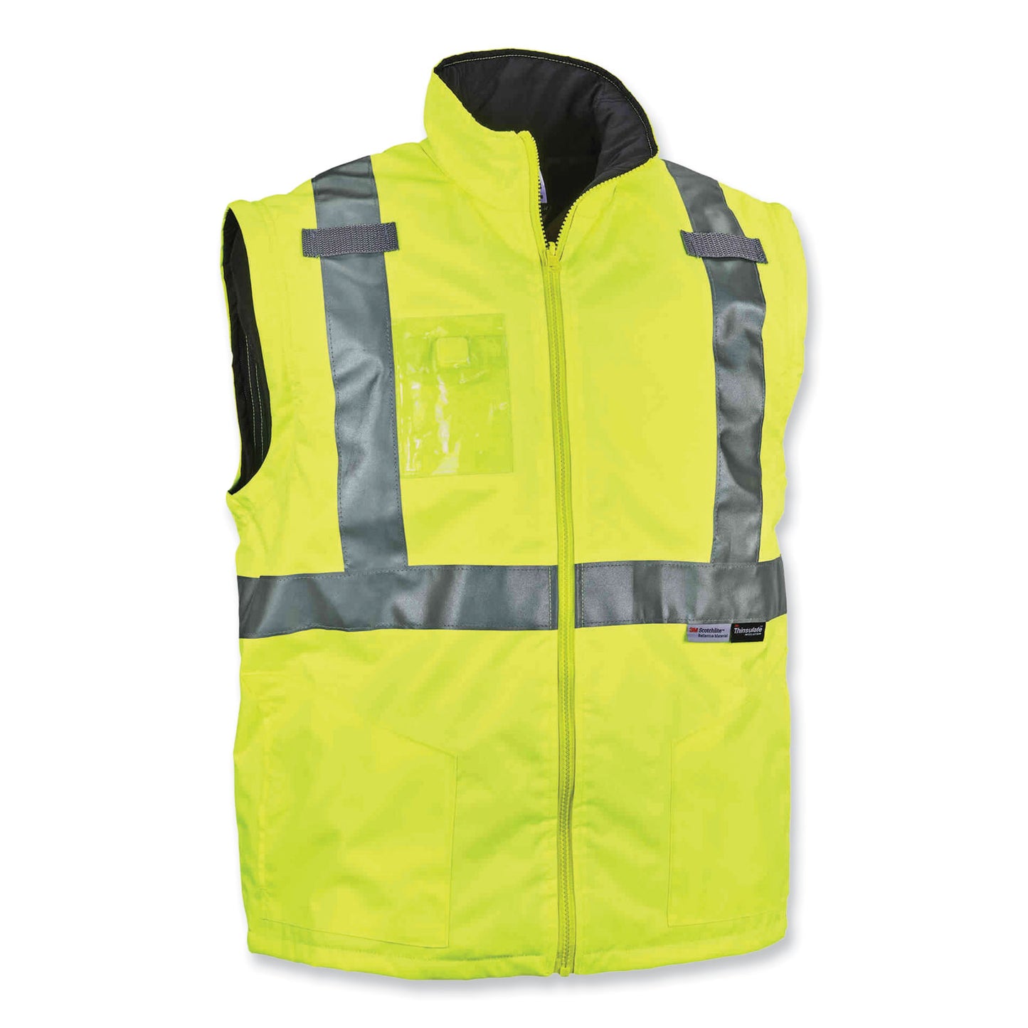 GloWear 8287 Class 2 Hi-Vis Jacket with Removable Sleeves, Large, Lime