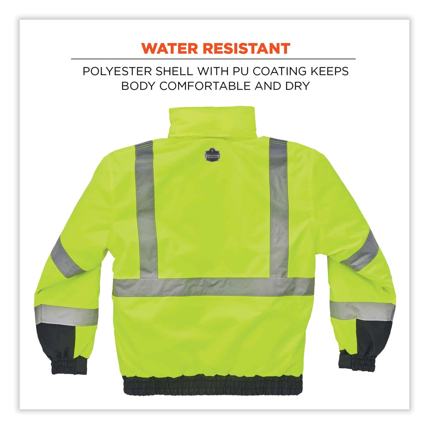 GloWear 8377 Class 3 Hi-Vis Quilted Bomber Jacket, Lime, Large