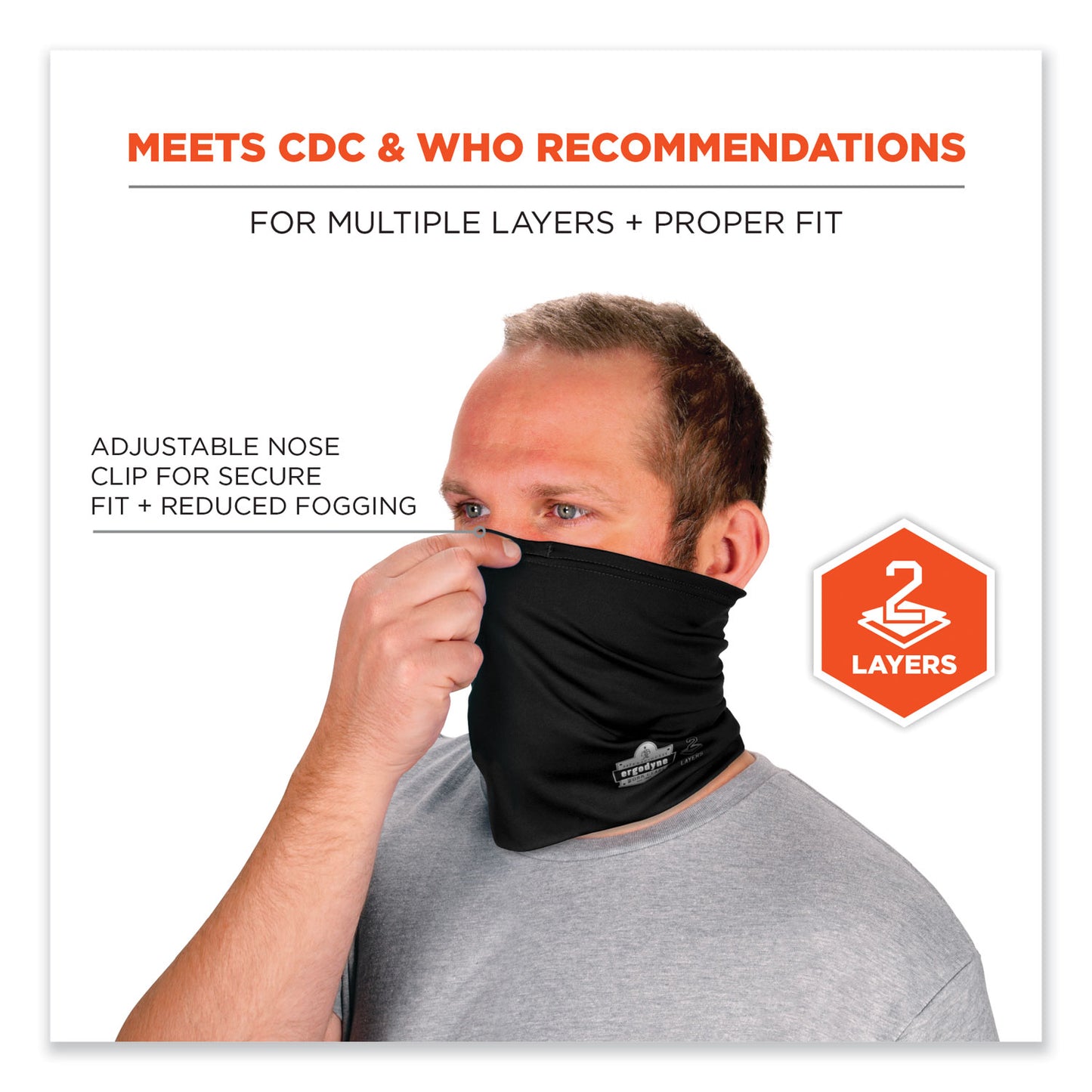 Chill-Its 6489 2-Layer Cooling Performance Knit Multi-Band, Polyester/Spandex, Large/X-Large, Black