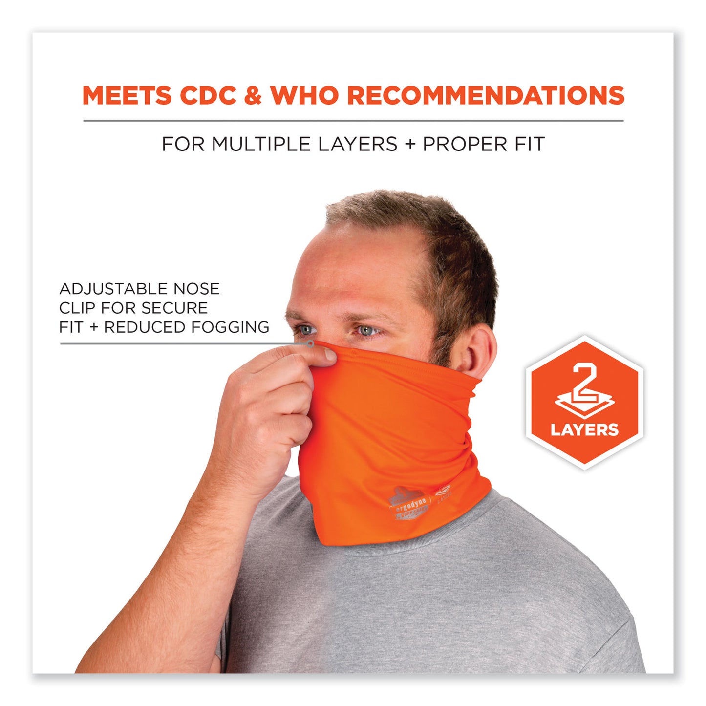 Chill-Its 6489 2-Layer Cooling Performance Knit Multi-Band, Polyester/Spandex, Large/X-Large, Hi-Vis Orange