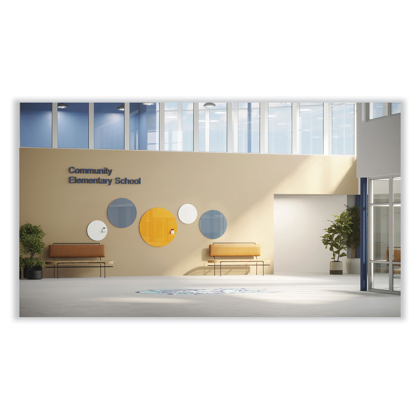 Coda Low Profile Circular Non-Magnetic Glassboard, 48" x 48", White Surface