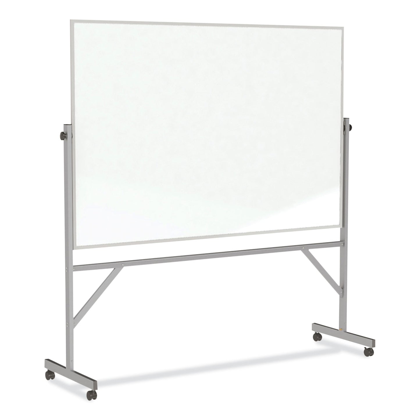 Reversible Magnetic Porcelain Whiteboard with Aluminum Frame, 77.25" x 78.13", White Surface, Satin Aluminum Frame