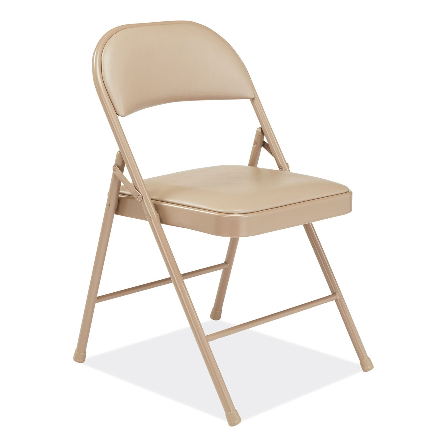 950 Series Vinyl Padded Steel Folding Chair, Supports Up to 250 lb, 17.75" Seat Height, Beige, 4/Carton