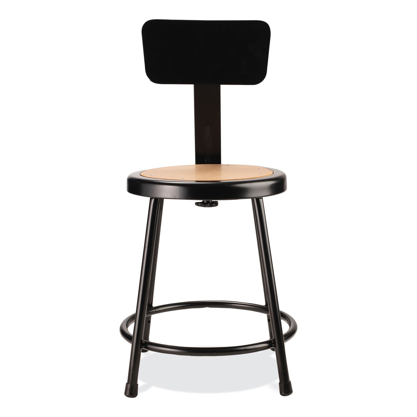6200 Series Heavy Duty Stool with Backrest, Supports Up to 500 lb, 18" Seat Height, Brown Seat, Black Back/Base