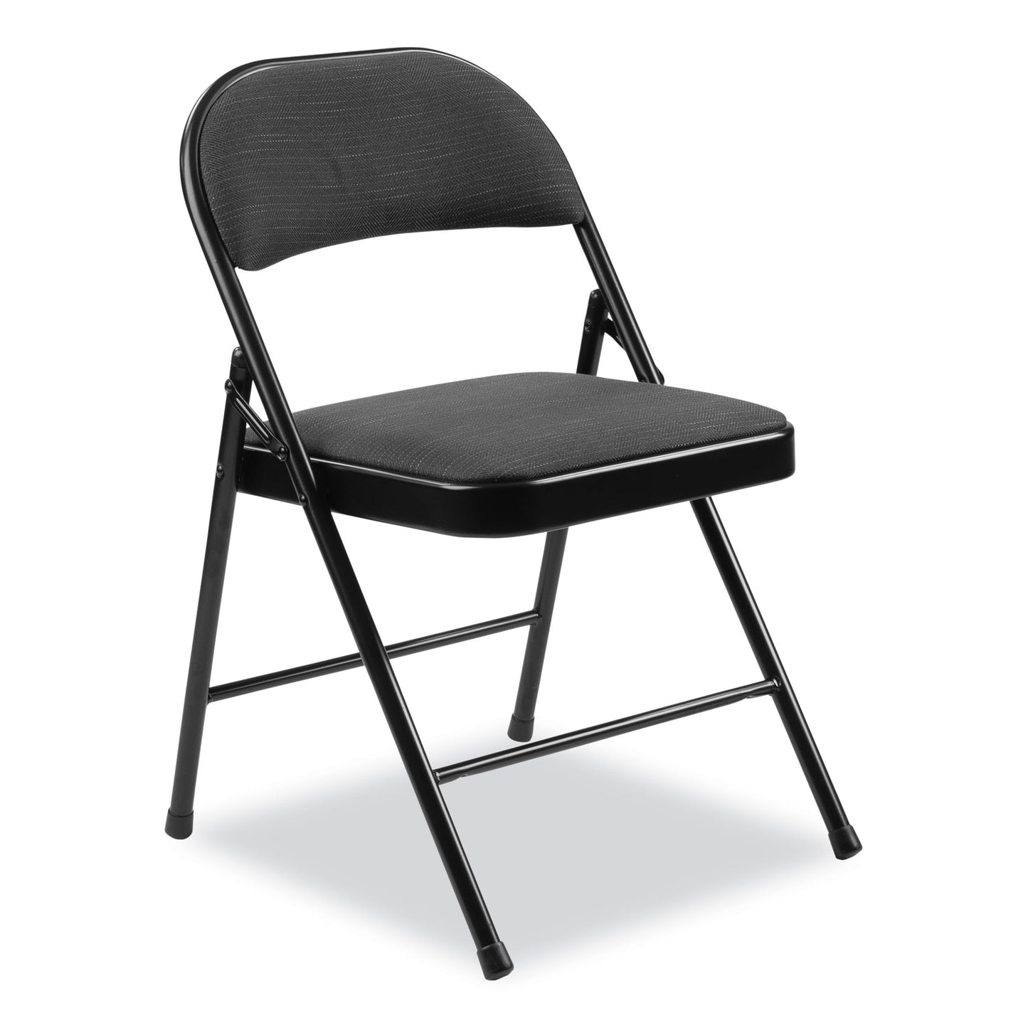 970 Series Fabric Padded Steel Folding Chair, Supports Up to 250 lb, 17.75" Seat Height, Star Trail Black, 4/Carton