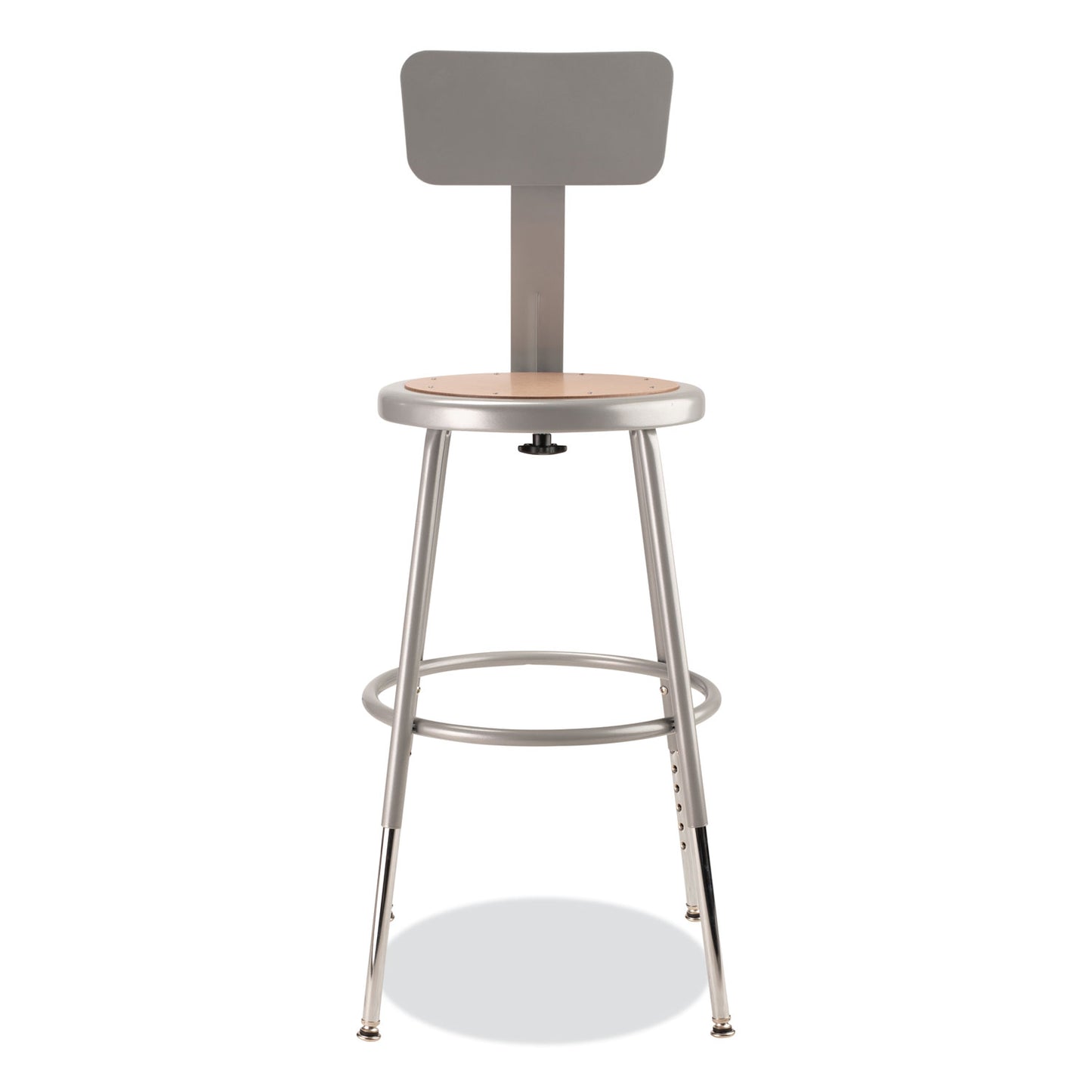 6200 Series 19" to 27" Height Adjustable Heavy Duty Stool with Backrest, Supports 500 lb, Brown Seat, Gray Back, Gray Base
