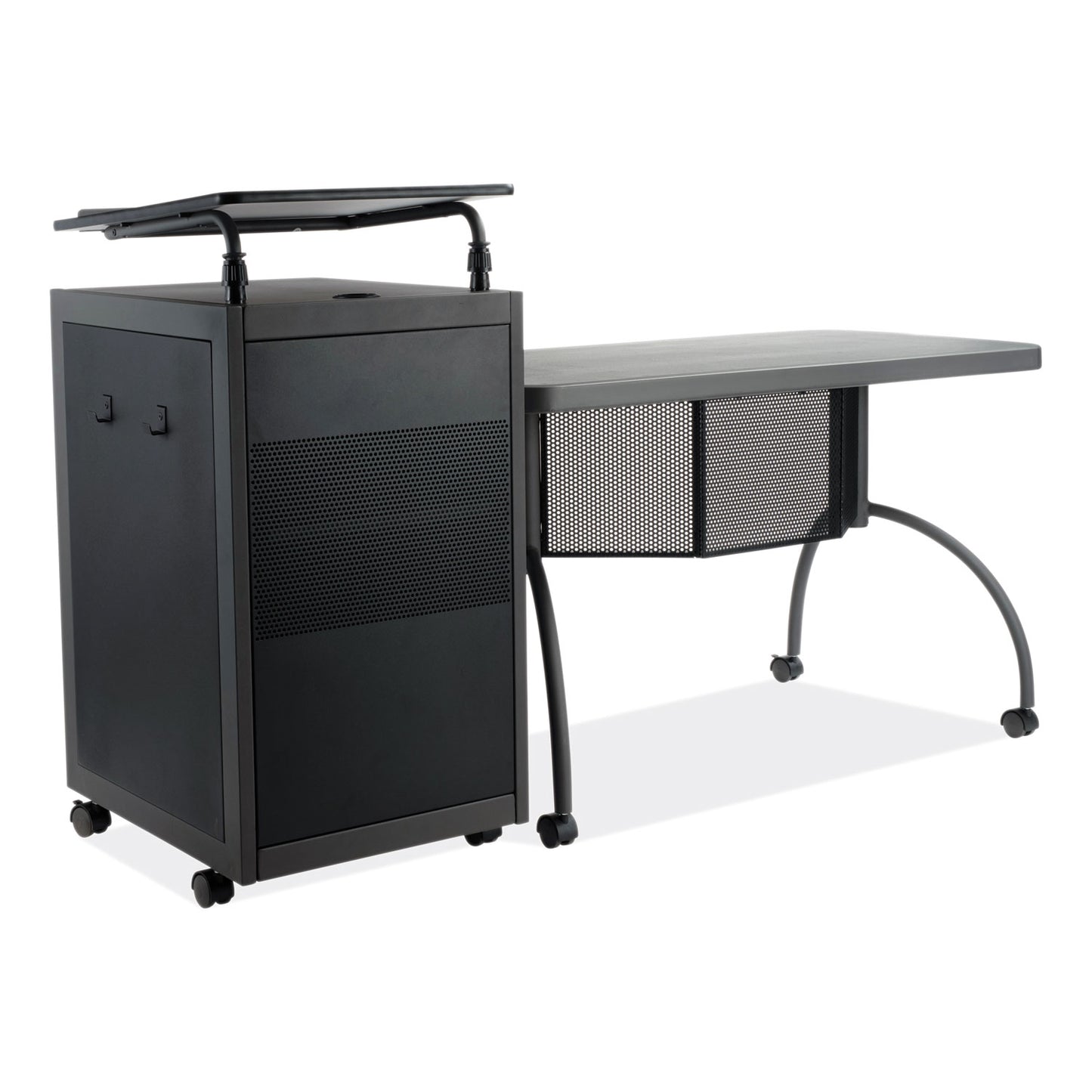 Teacher's WorkPod Desk and Lectern Kit, 68" x 24" x 41", Charcoal Gray