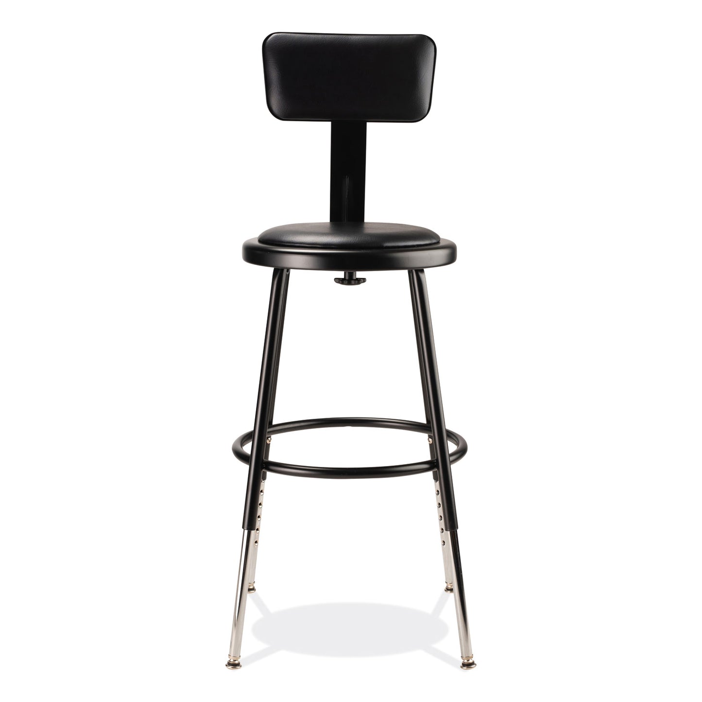 6400 Series Height Adjustable Heavy Duty Vinyl Steel Stool with Backrest, Supports 300 lb, 19" to 27" Seat Height, Black
