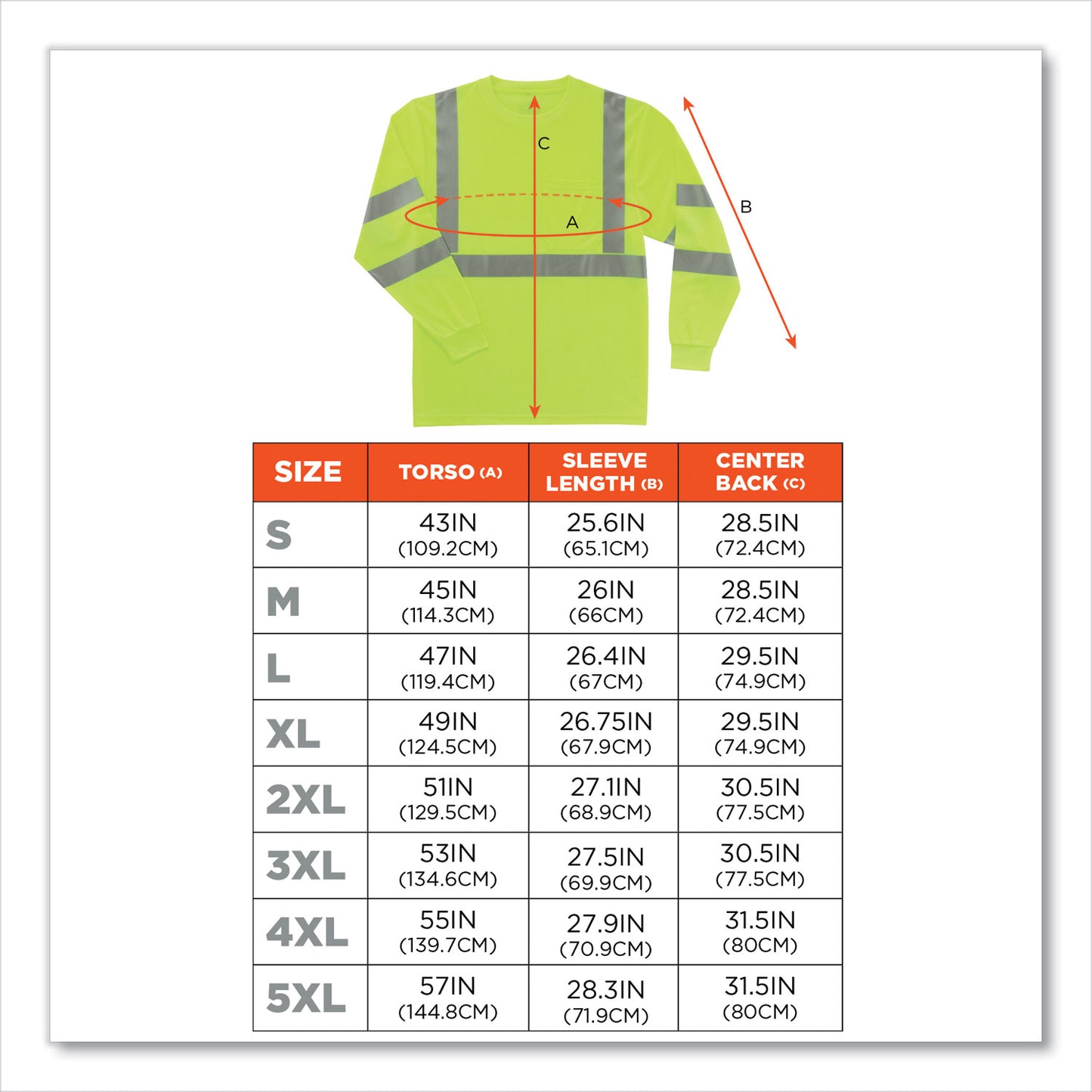 GloWear 8391 Class 3 Hi-Vis Long Sleeve Shirt, Small, Lime