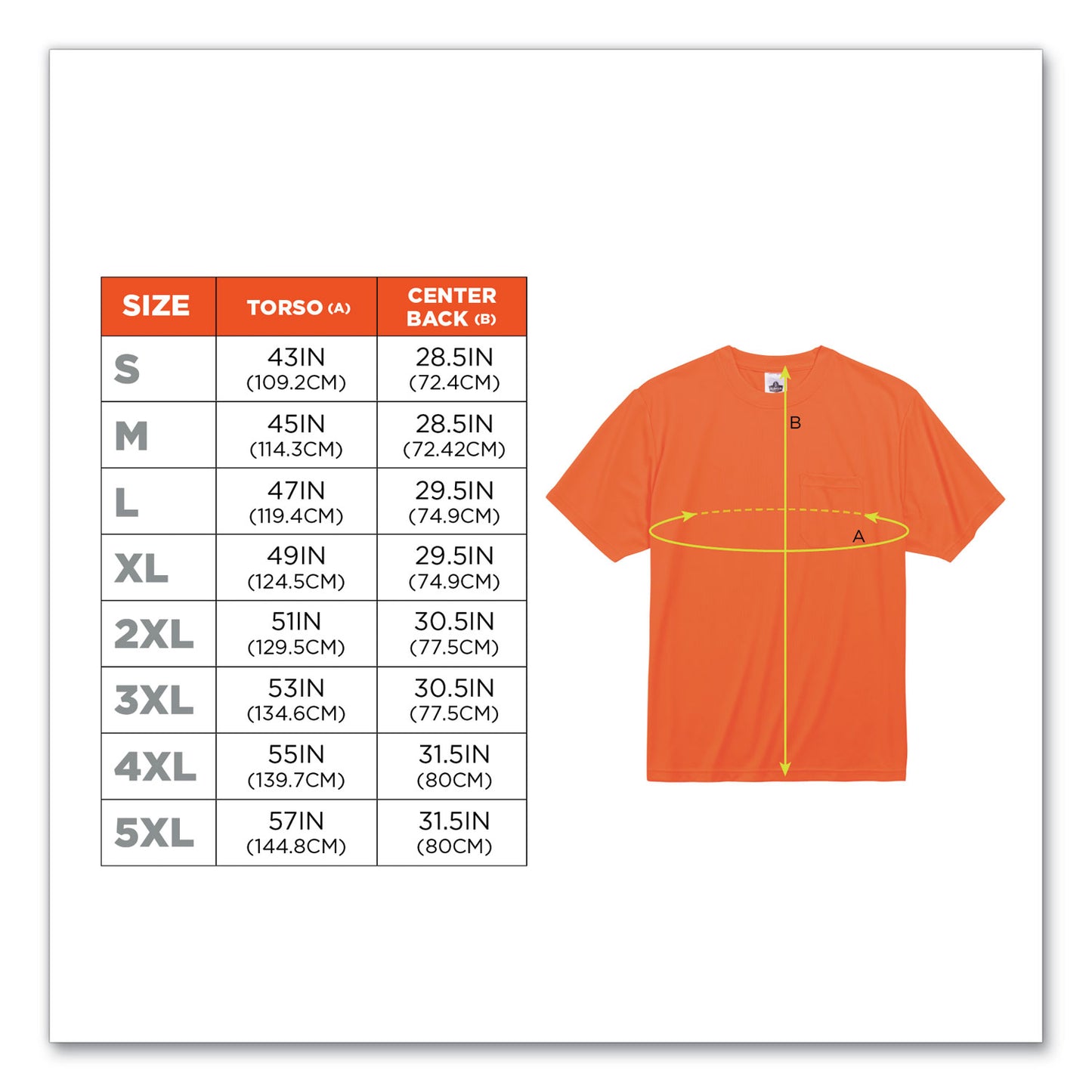 GloWear 8089 Non-Certified Hi-Vis T-Shirt, 5X-Large, Orange