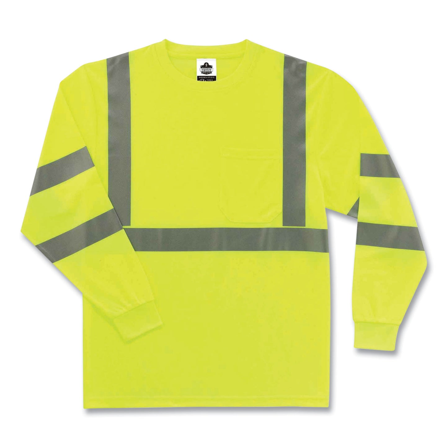 GloWear 8391 Class 3 Hi-Vis Long Sleeve Shirt, 2X-Large, Lime