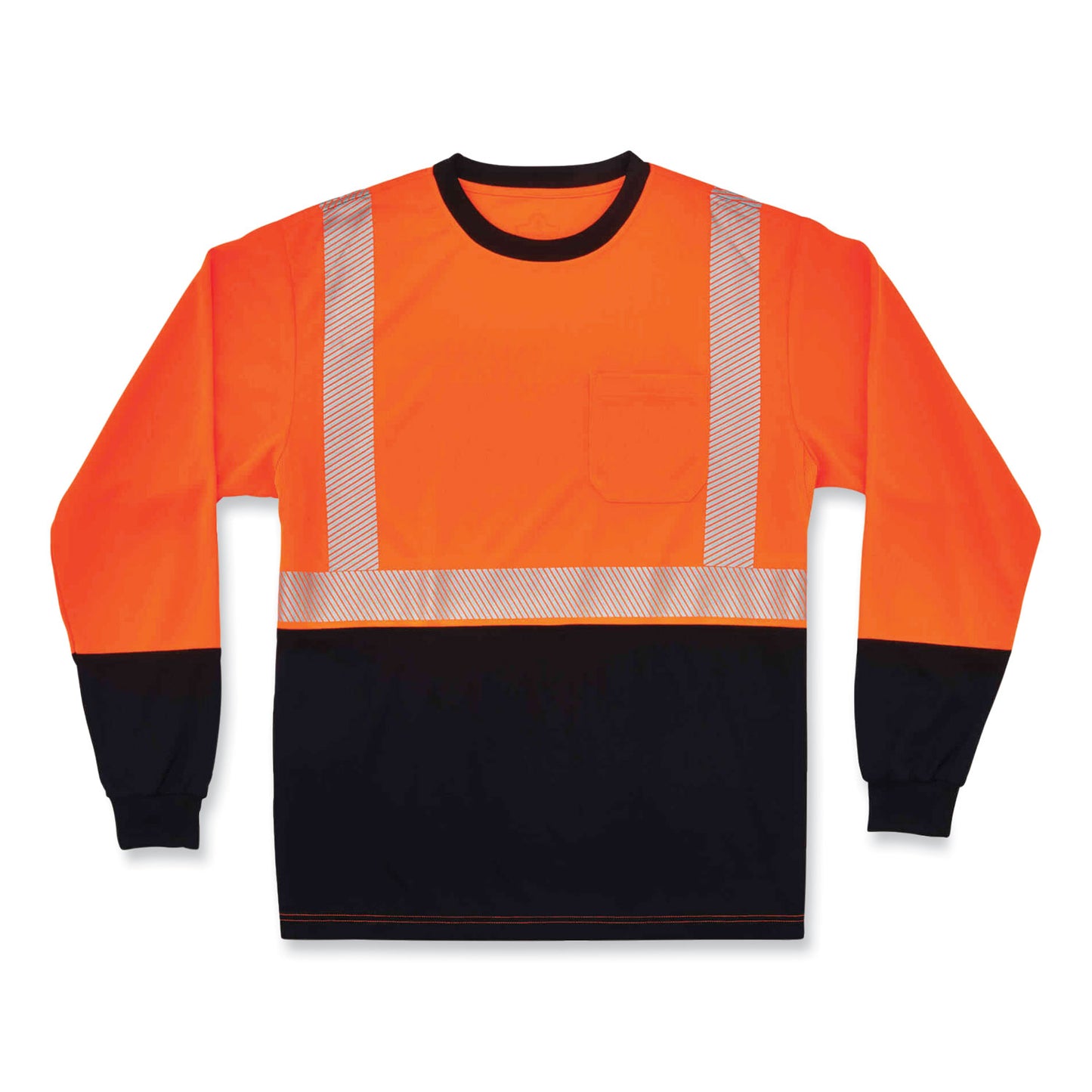GloWear 8281BK Class 2 Long Sleeve Shirt with Black Bottom, X-Large, Orange