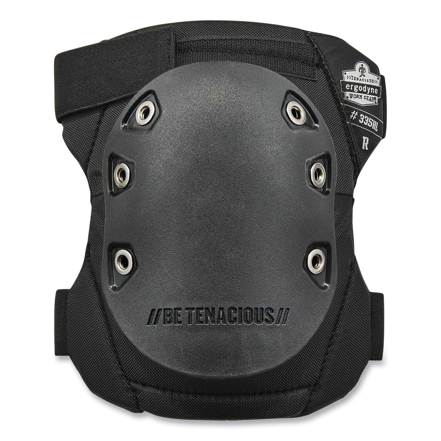 ProFlex 335HL Slip-Resistant Black Rubber Cap Knee Pads, Hook and Loop Closure, Pair