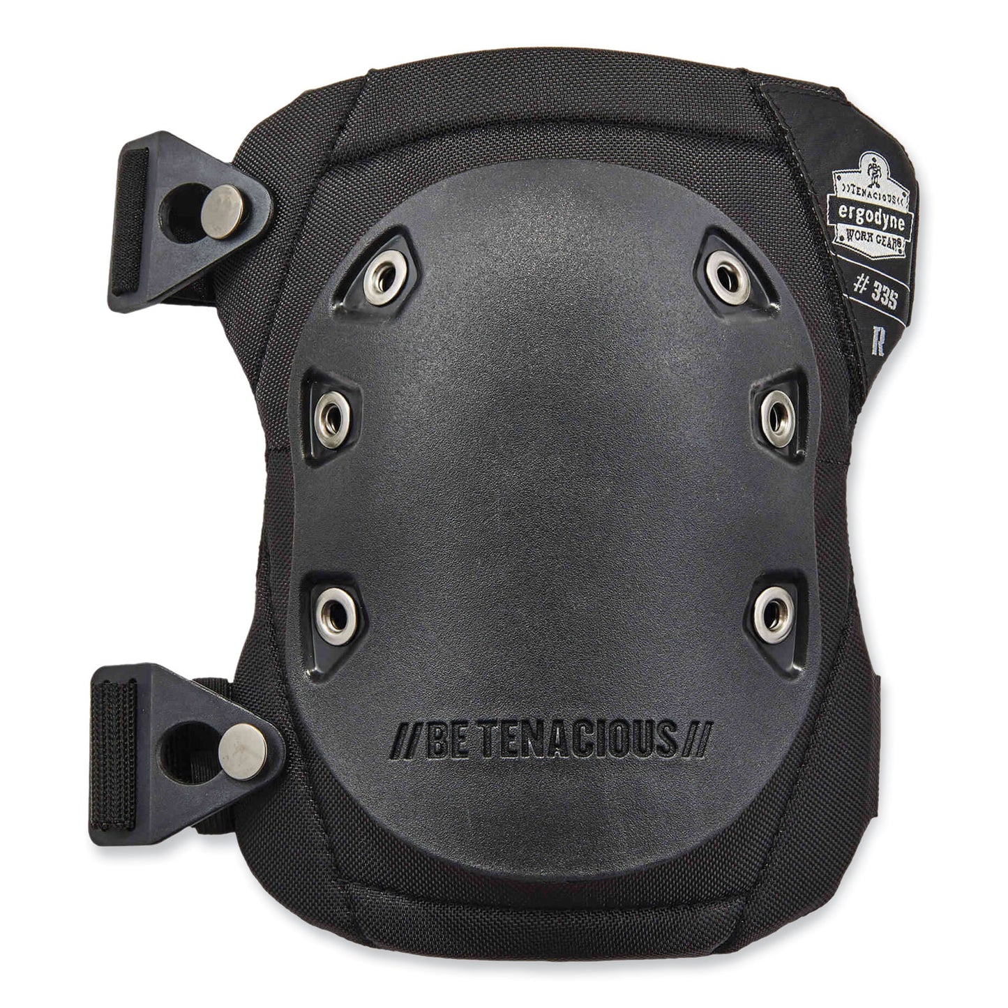 ProFlex 335 Slip-Resistant Rubber Cap Knee Pads, Buckle Closure, One Size Fits Most, Black Cap, Pair