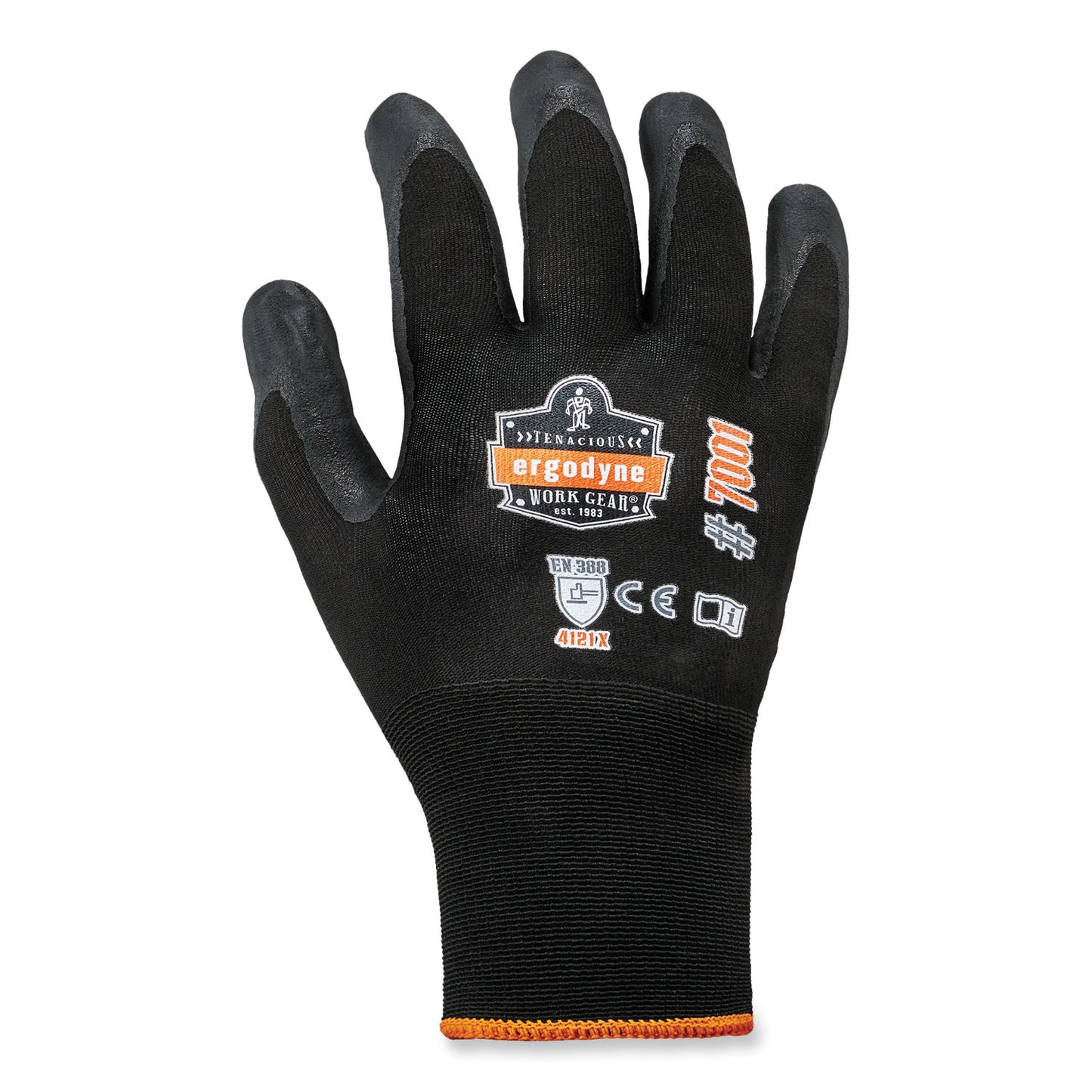 ProFlex 7001-CASE Nitrile Coated Gloves, EN388: 4121X, 8.25" Long, Small, Black, 144 Pairs/Carton