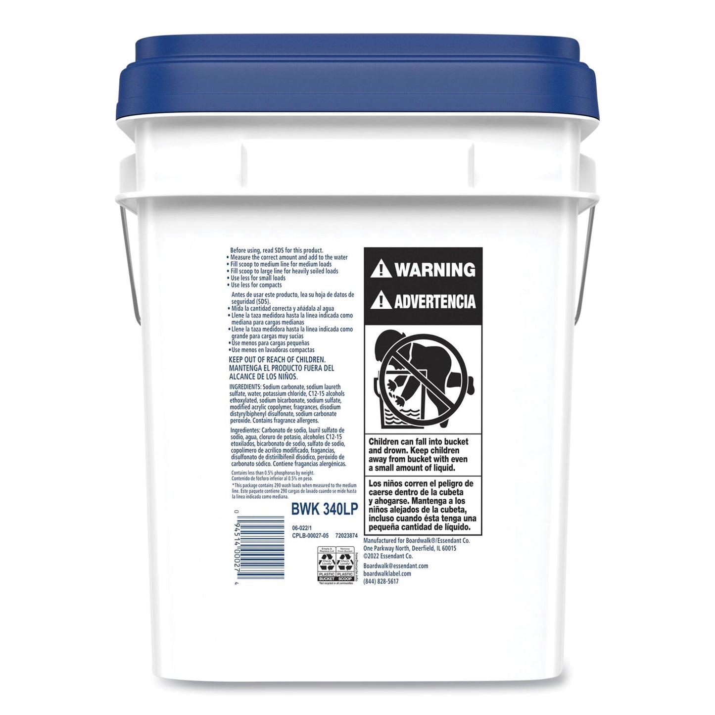 Powder Laundry Detergent, Low Foam, Crisp Clean Scent, 18 lb Pail