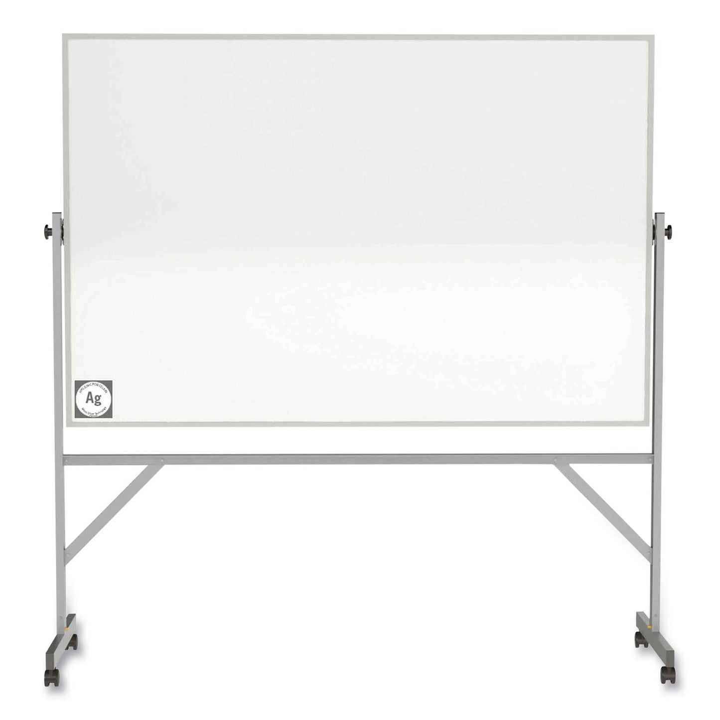 Reversible Magnetic Hygienic Porcelain Whiteboard with Aluminum Frame, 96" x 48", White Surface, Satin Aluminum Frame
