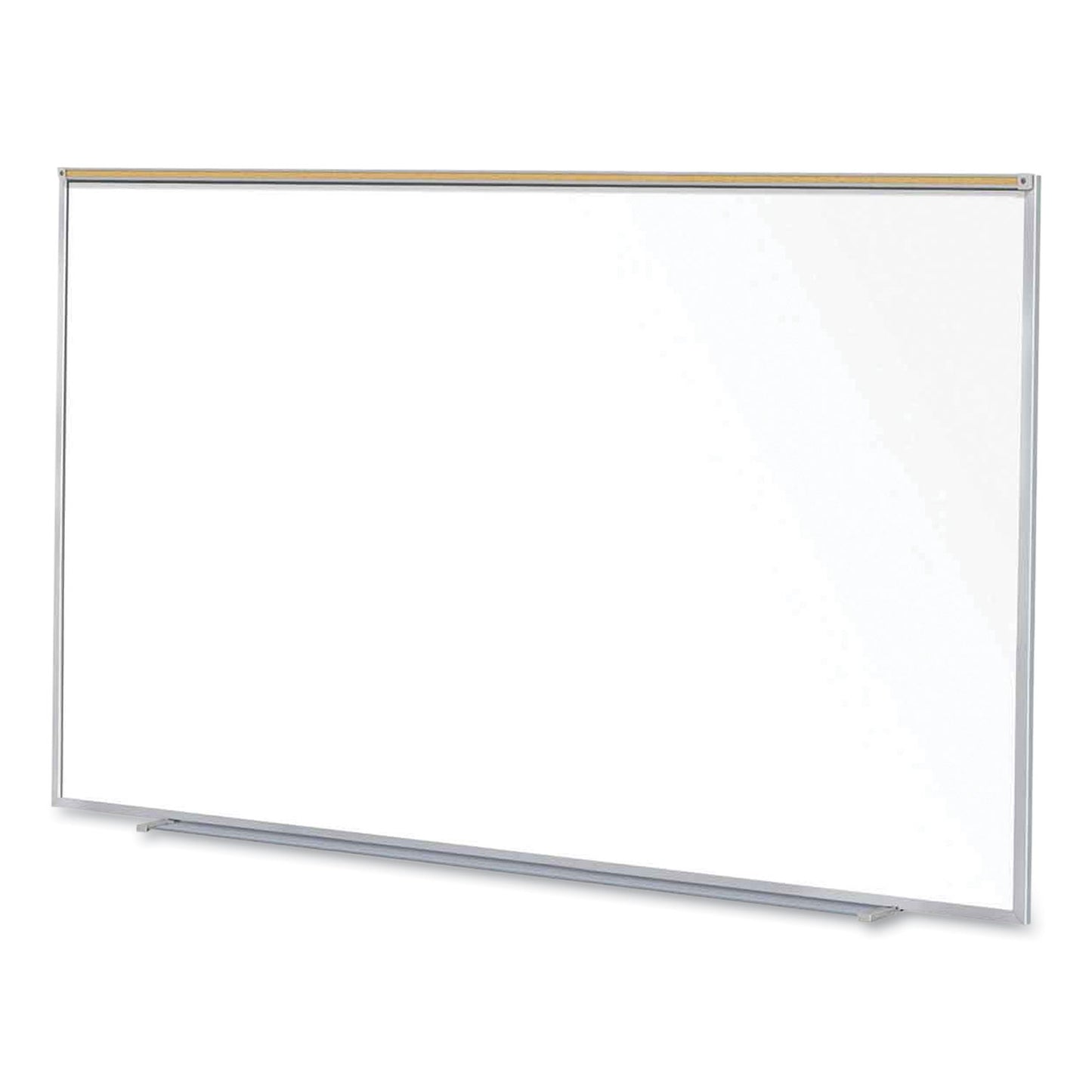 Magnetic Porcelain Whiteboard with Aluminum Frame and Maprail, 96.53" x 60.47", White Surface, Satin Aluminum Frame