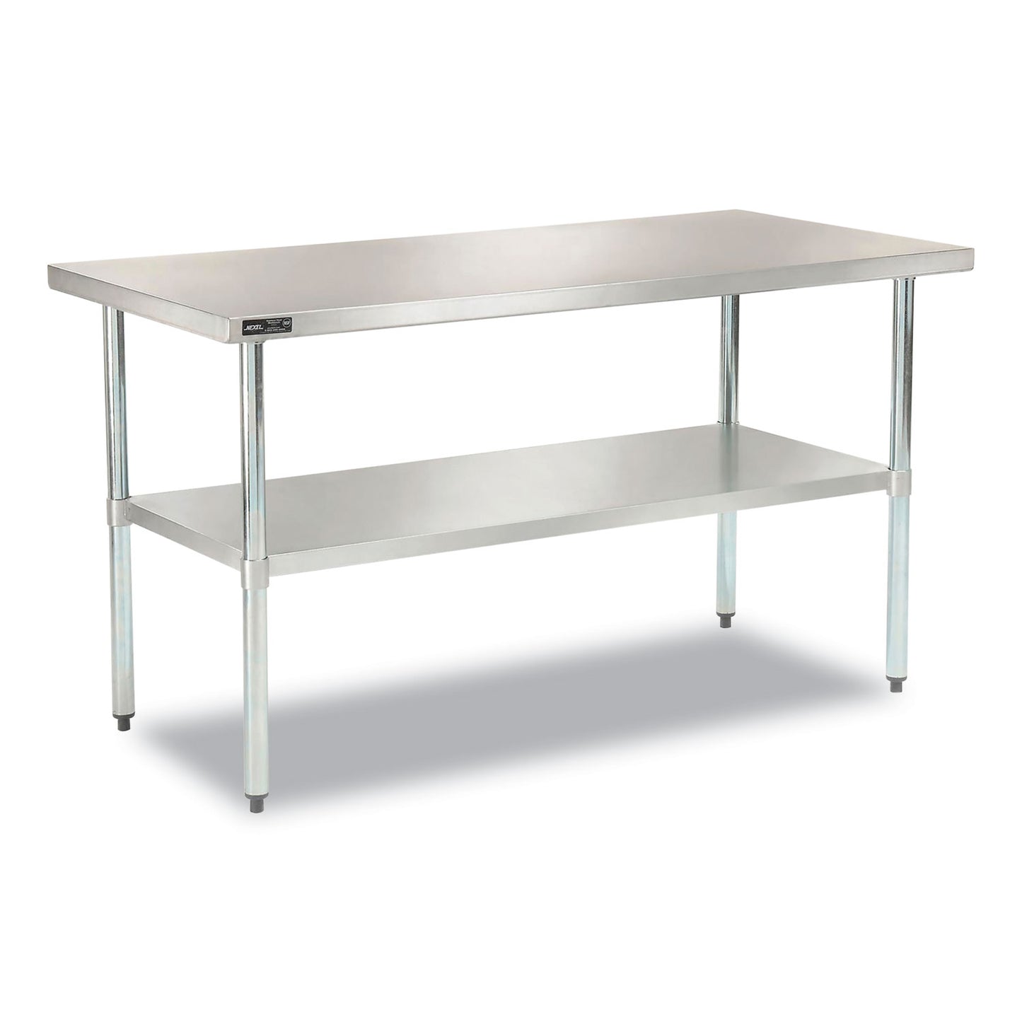 Work Table with Undershelf, Rectangular, 48 x 30 x 35, Silver Top, Silver Base/Legs