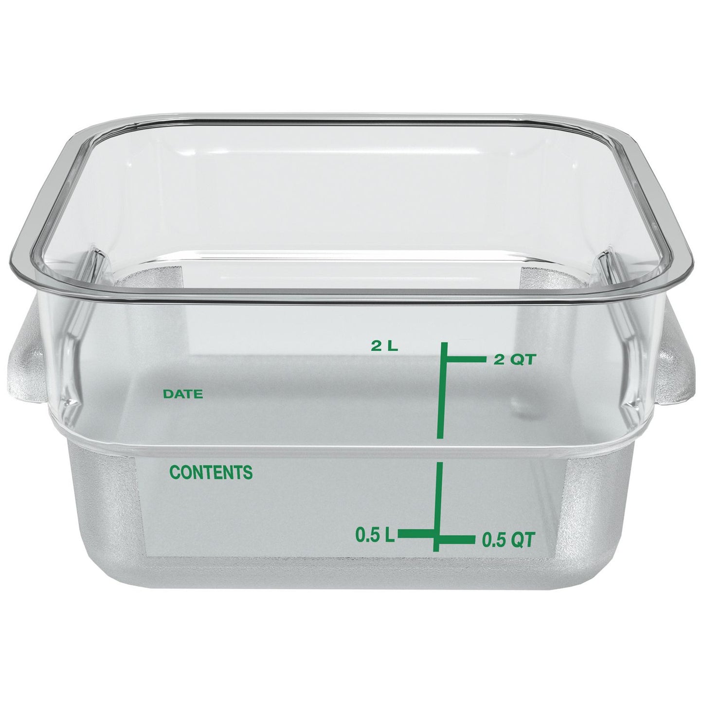 Squares Polycarbonate Food Storage Container, 2 qt, 7.13 x 7.13 x 3.8, Clear, Plastic