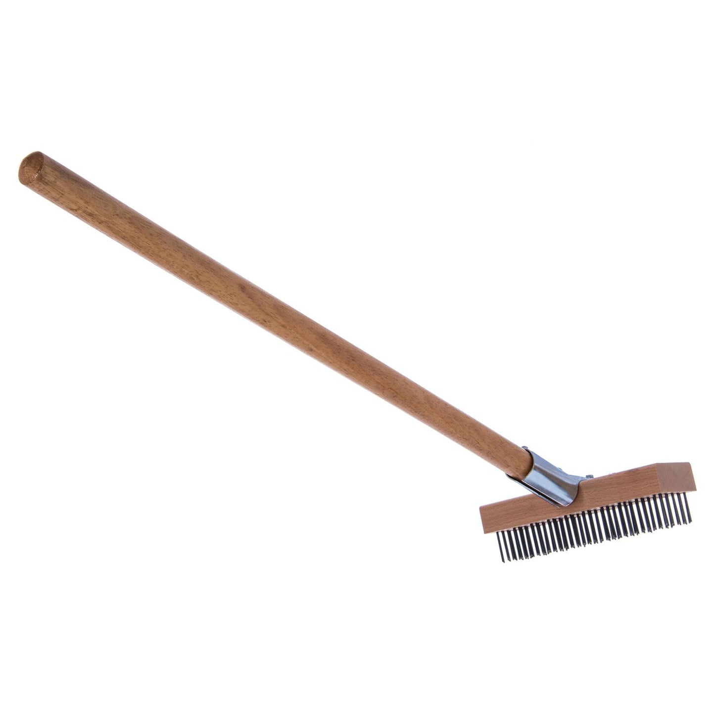 Sparta Broiler Master Grill Brush and Scraper with Handle, Metal Bristles, 30" Natural Wood Handle