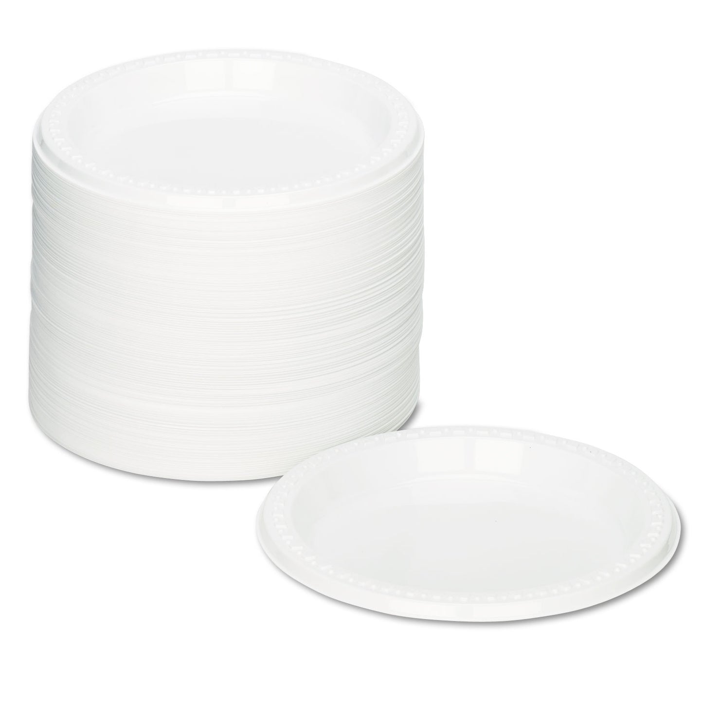 Plastic Dinnerware, Plates, 7" Dia, White, 125/pack