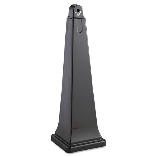 GroundsKeeper Cigarette Waste Collector, Pyramid, 1 gal, 12.25 x 39.75,  Black