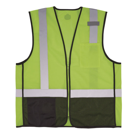 GloWear 8210Z Hi-Vis Class 2 Mesh Vest, Polyester, Large to X-Large, Lime