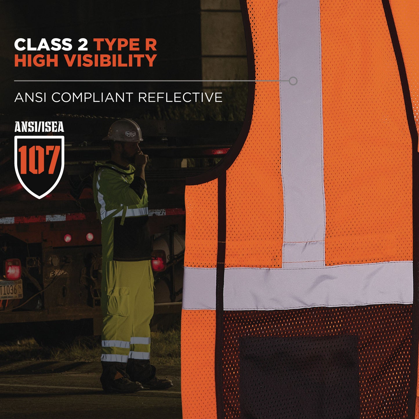 GloWear 8210Z Hi-Vis Class 2 Mesh Vest, Polyester, 2X-Large to 3X-Large, Orange