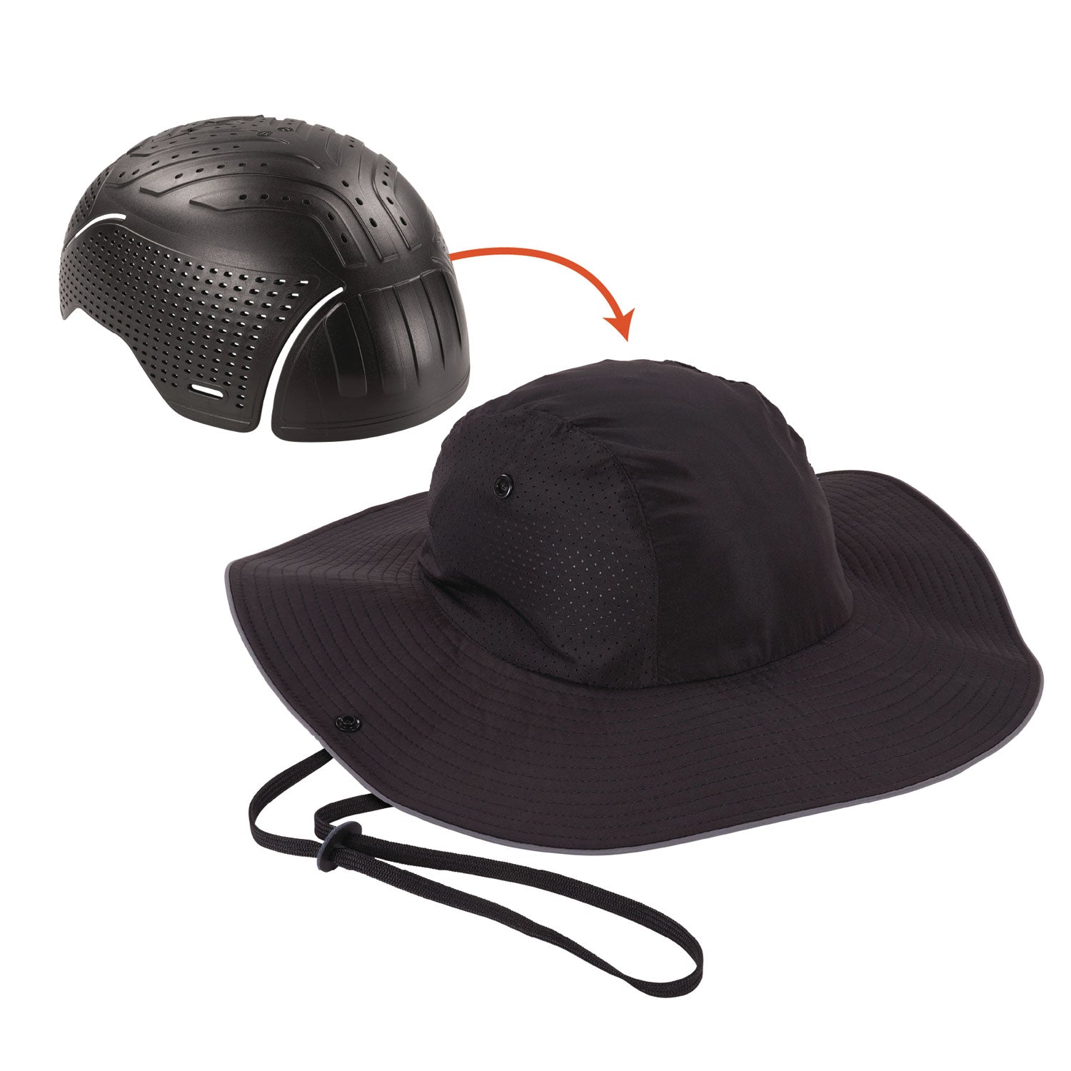 Skullerz 8957 Lightweight Ranger Hat and Bump Cap Insert, Full Brim, X-Large to XX-Large (7.25 to 8.5), 0.2" Insert, Black