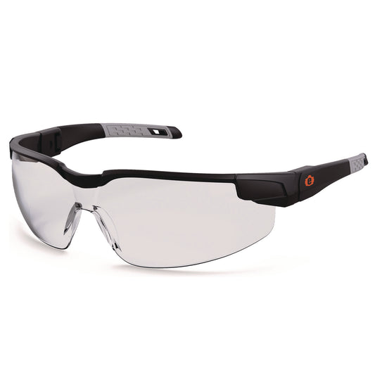 Skullerz DELLENGER Safety Glasses with Adjustable Temples, Matte Black Half Frame, Clear Single Lens