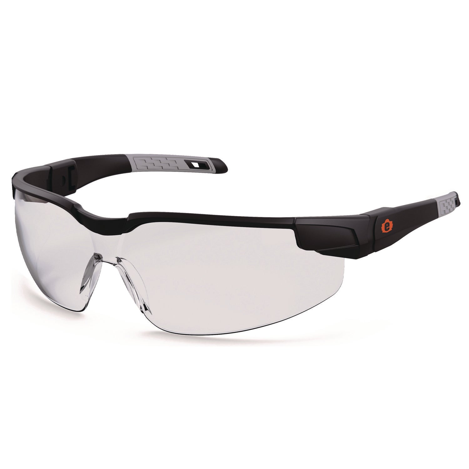 Skullerz DELLENGER Anti-Scratch Anti-Fog Safety Glasses with Adjustable Temples, Matte Black Half Frame, Clear Single Lens