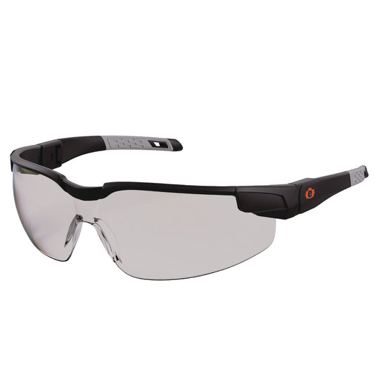 Skullerz DELLENGER Anti-Scratch Anti-Fog Safety Glasses, Adjustable Temples, Matte Black Half Frame, Clear Single I/O Lens