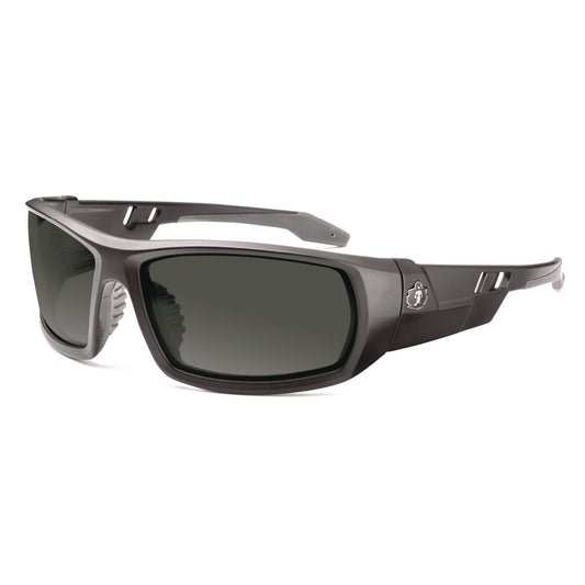 Skullerz ODIN Anti-Scratch Enhanced Anti-Fog Safety Glasses, Matte Black Full Frame, Smoke Dual Lens