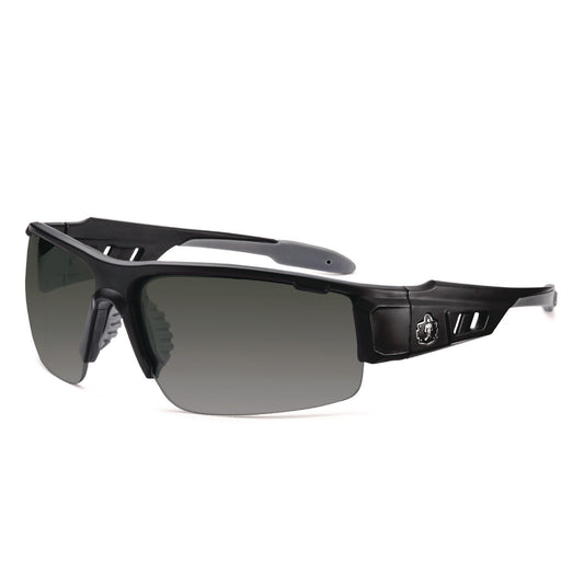 Skullerz DAGR Anti-Scratch Enhanced Anti-Fog Safety Glasses, Matte Black Half Frame, Smoke Dual Lens