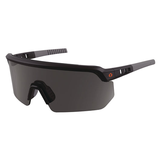 Skullerz AEGIR Anti-Scratch Enhanced Anti-Fog Safety Glasses, Matte Black Half Frame, Smoke Single Lens