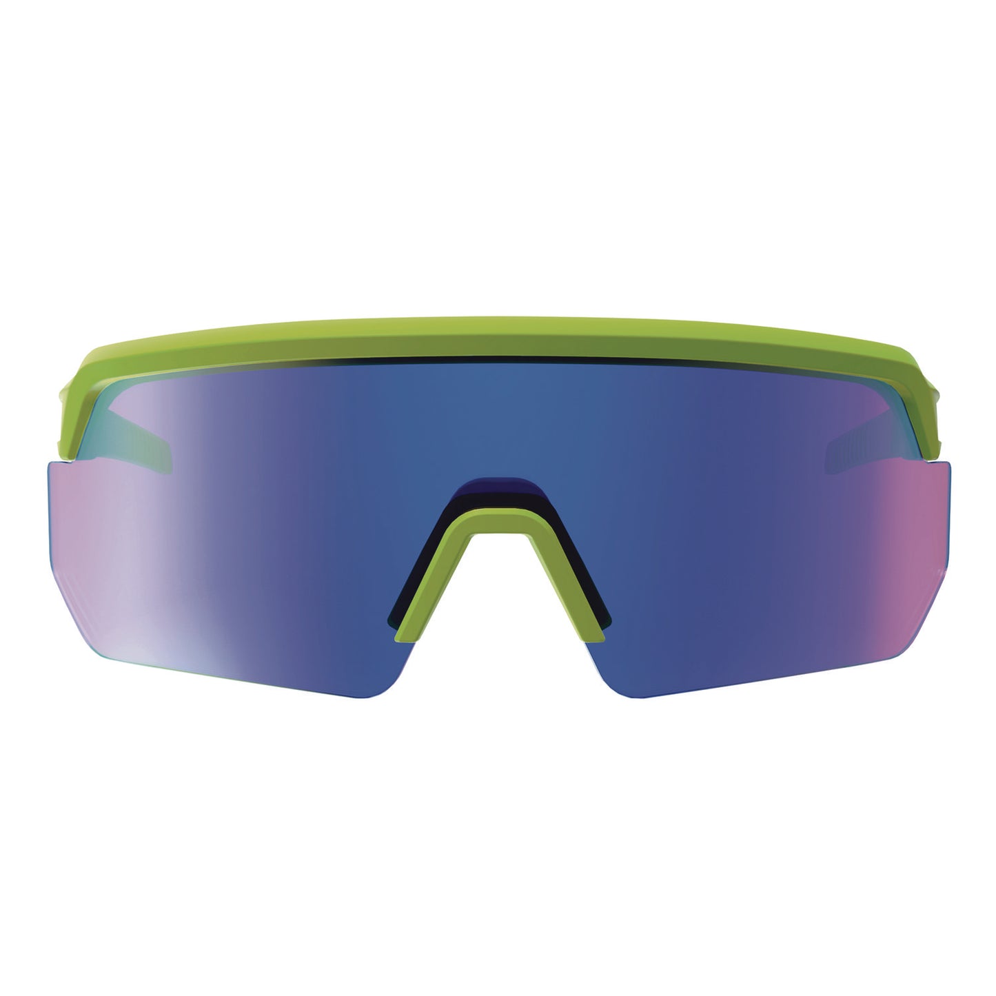 Skullerz AEGIR Anti-Scratch Enhanced Anti-Fog Safety Glasses, Lime Half Frame, Mirrored Blue Single Lens