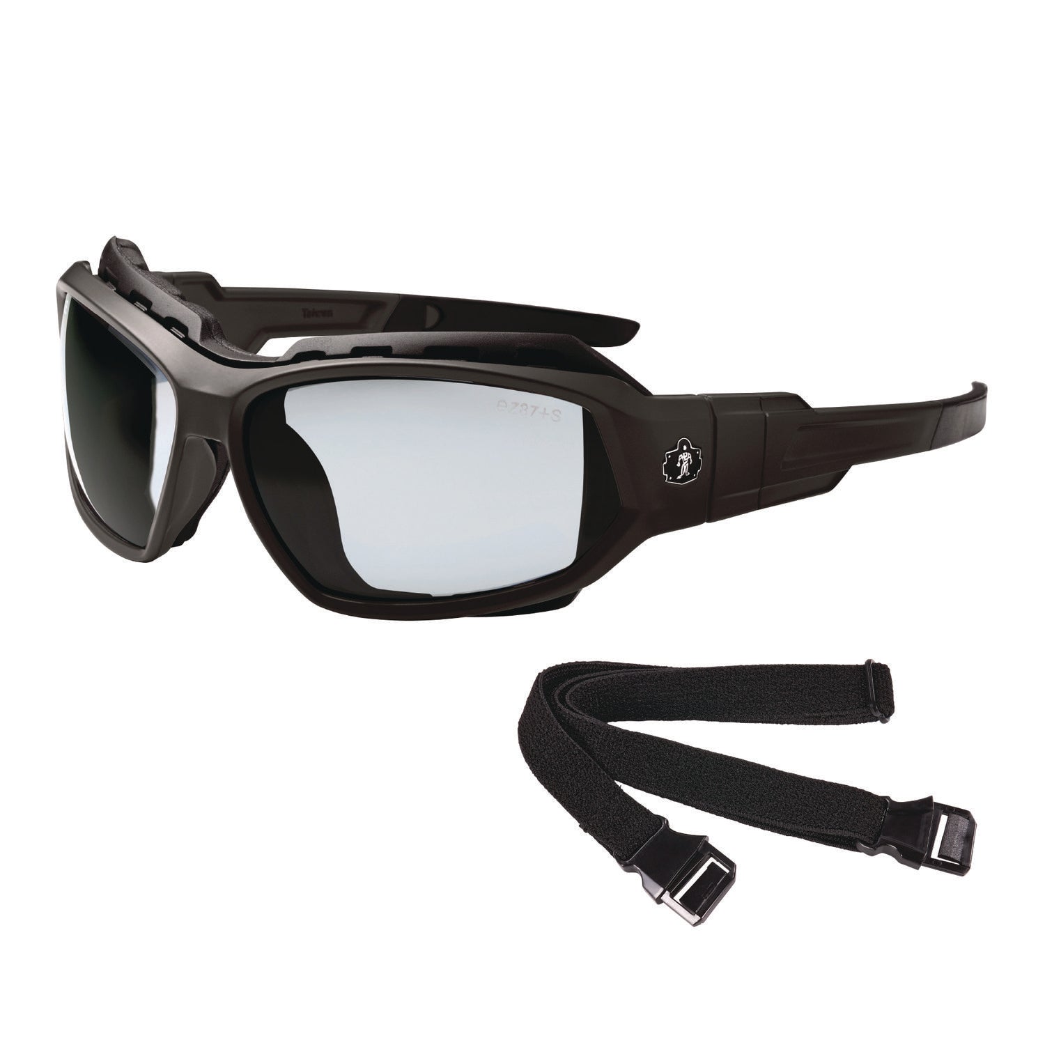 Skullerz LOKI Anti-Scratch Enhanced Anti-Fog Convertible Safety Spoggles, Matte Black Half Frame, Clear Dual I/O Lens