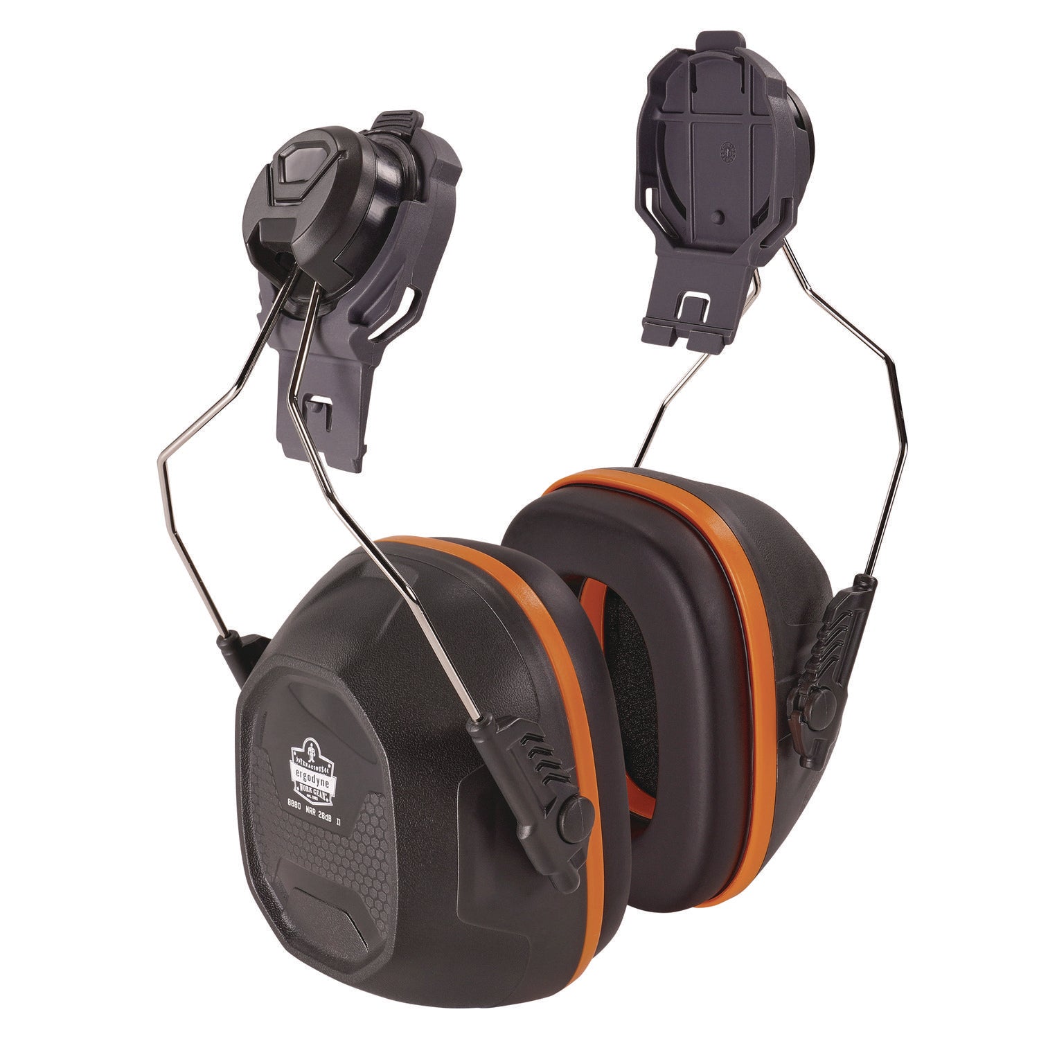 Skullerz 8880 NRR 26dB Hard Hat Mounted Earmuffs, Cap-Style Front Brim, 26 dB NRR, Black/Red