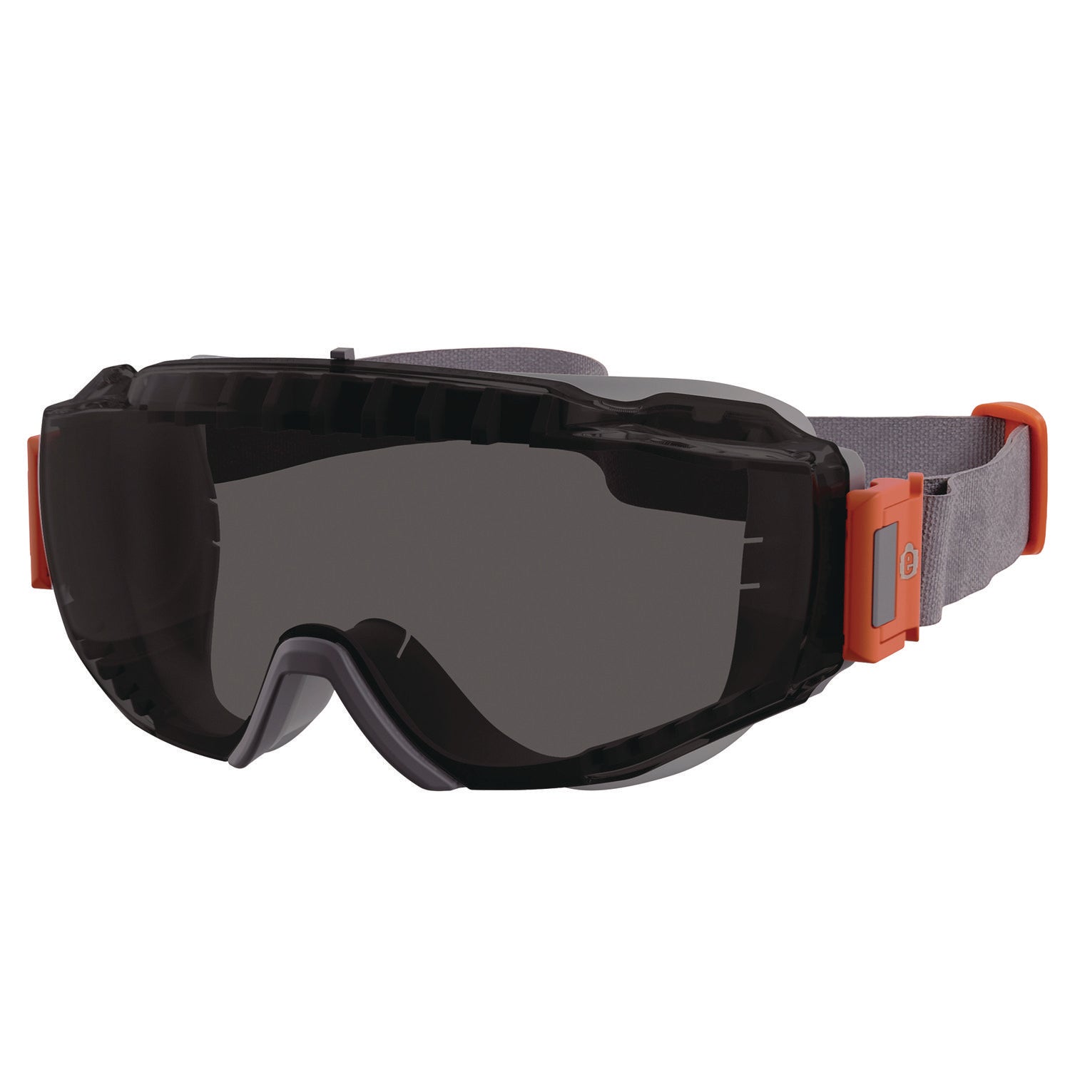 Skullerz MODI OTG Anti-Scratch and Enhanced Anti-Fog Safety Goggles with Neoprene Strap, Smoke Lens, Gray/Clear Frame