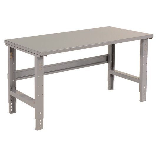 Standard Duty Steel Top Adjustable Height Workbench, 2,000 lbs, 60 x 30 x 30.88 to 36.88, Gray