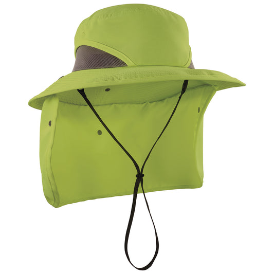 Chill-Its 8934 Ranger Hat with Neck Shade, Microfiber/Polyester, Small/Medium, Lime