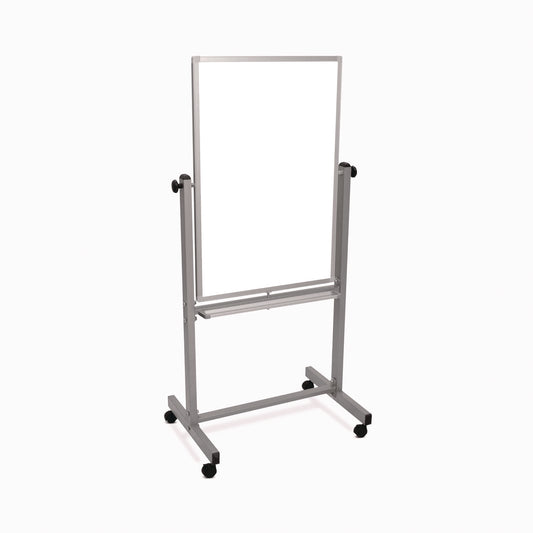 Mobile Magnetic Whiteboard, 24" x 36", White Surface, Satin Aluminum Frame
