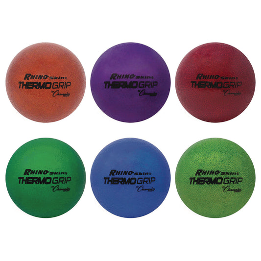 Rhino Skin Thermo Grip Dodgeball Set, Heat-Activated Color Change, 6.3" Diameter, Assorted Colors, 6/Set