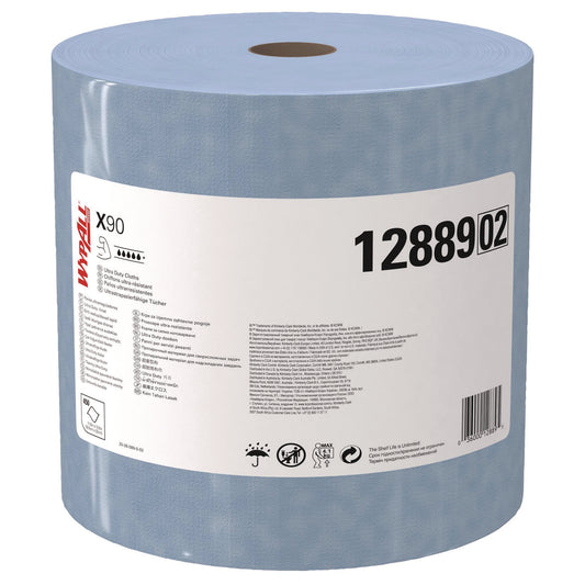 X90 Cloths, Jumbo Roll, 2-Ply, 12.4 x 12.2, Blue Denim, 450/Roll